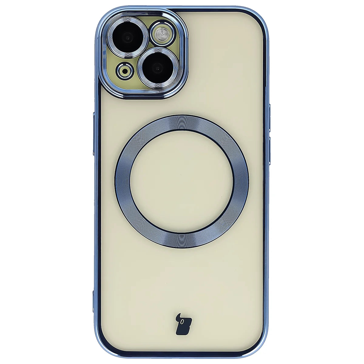 Handyhülle mit Kameraschutz und Magnetring für iPhone 15, Bizon Case GuardO, Transparent-Blau