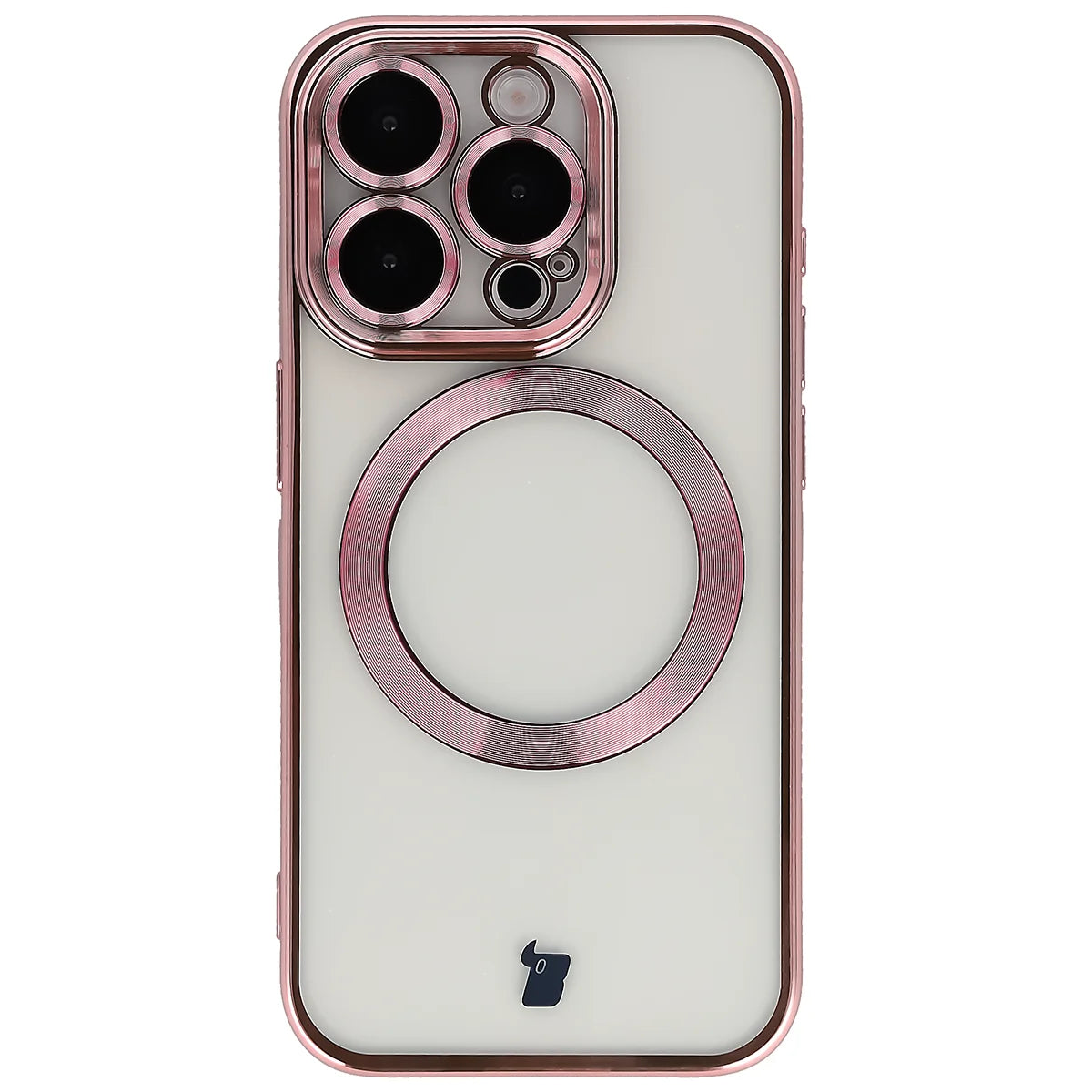 Handyhülle mit Kameraschutz und Magnetring für iPhone 15 Pro, Bizon Case GuardO, Transparent-Rosa