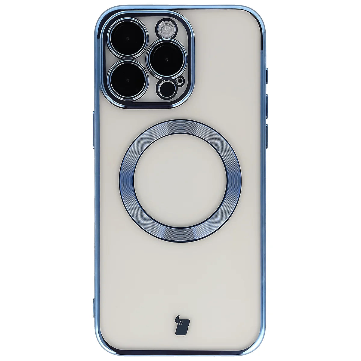 Handyhülle mit Kameraschutz und Magnetring für iPhone 15 Pro Max, Bizon Case GuardO, Transparent-Blau