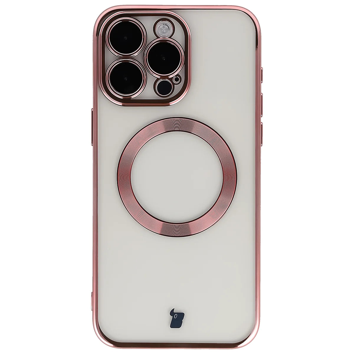 Handyhülle mit Kameraschutz und Magnetring für iPhone 15 Pro Max, Bizon Case GuardO, Transparent-Rosa