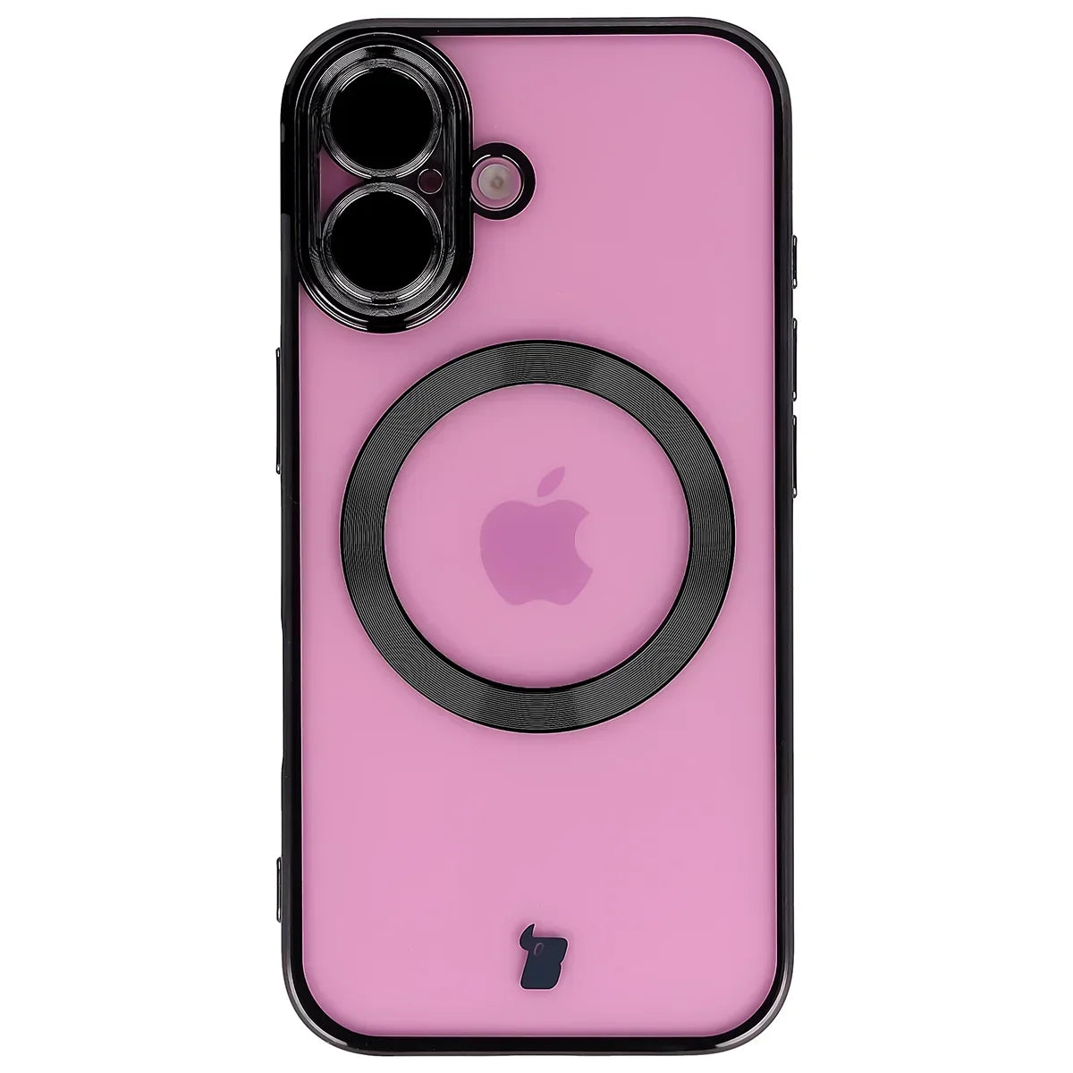 Handyhülle mit Kameraschutz und Magnetring für iPhone 16, Bizon Case GuardO, Transparent-Schwarz