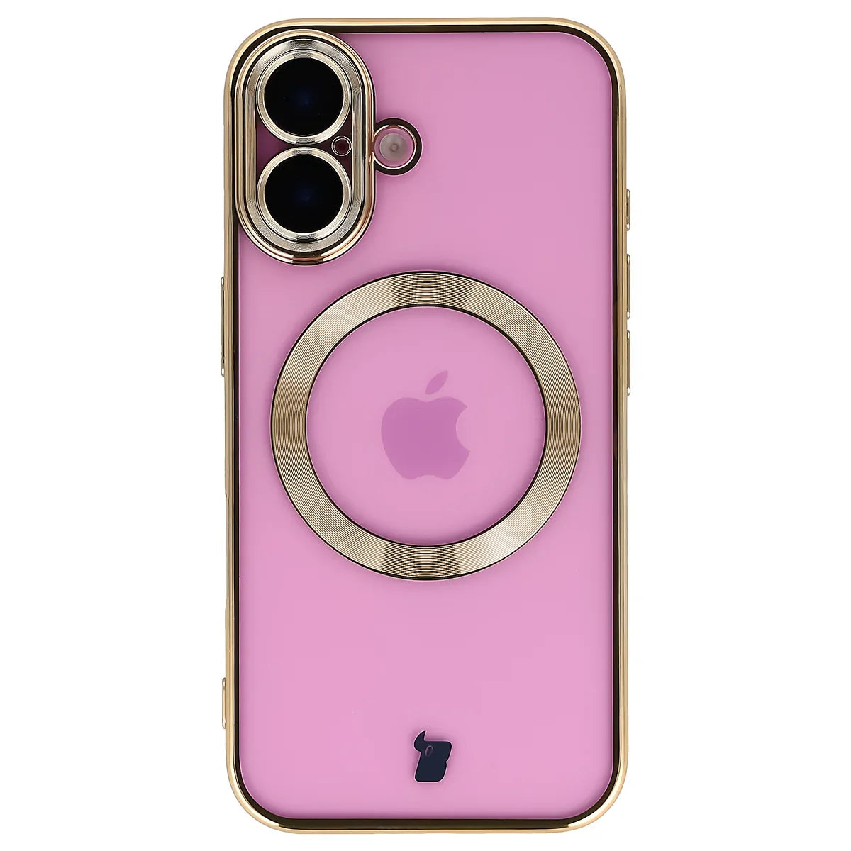 Handyhülle mit Kameraschutz und Magnetring für iPhone 16, Bizon Case GuardO, Transparent-Golden