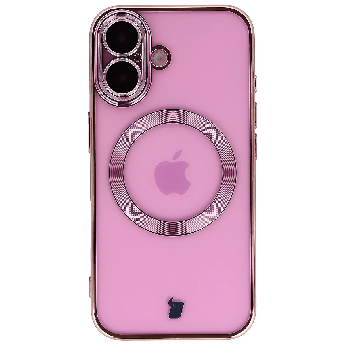 Handyhülle mit Kameraschutz und Magnetring für iPhone 16, Bizon Case GuardO, Transparent-Rosa