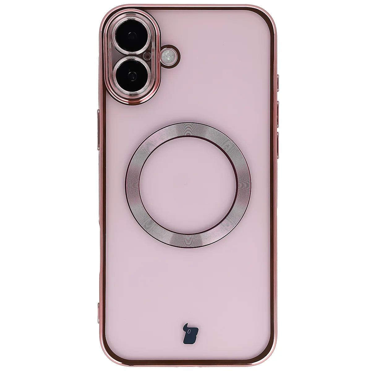 Handyhülle mit Kameraschutz und Magnetring für iPhone 16 Plus, Bizon Case GuardO, Transparent-Rosa