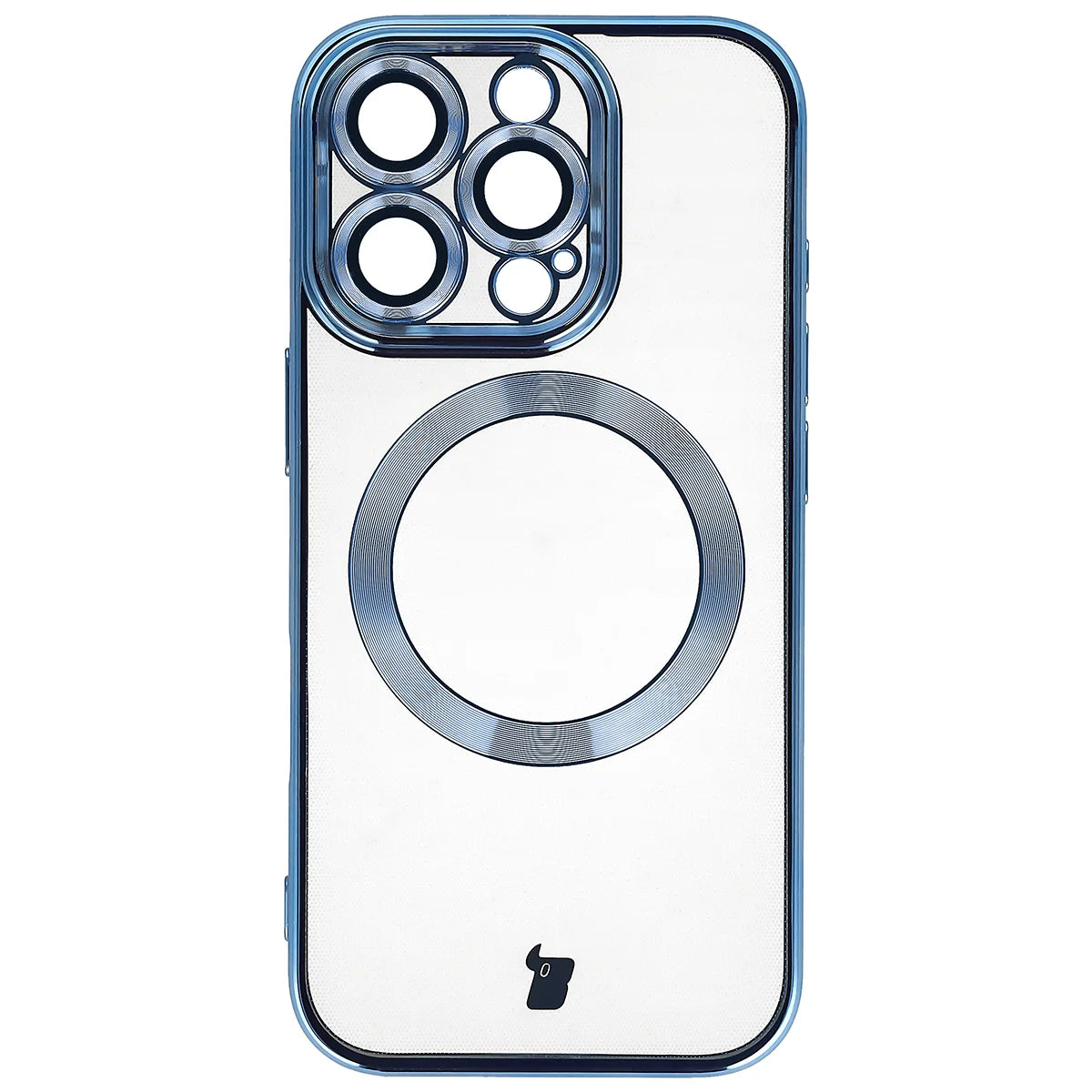 Handyhülle mit Kameraschutz und Magnetring für iPhone 16 Pro, Bizon Case GuardO, Transparent-Blau