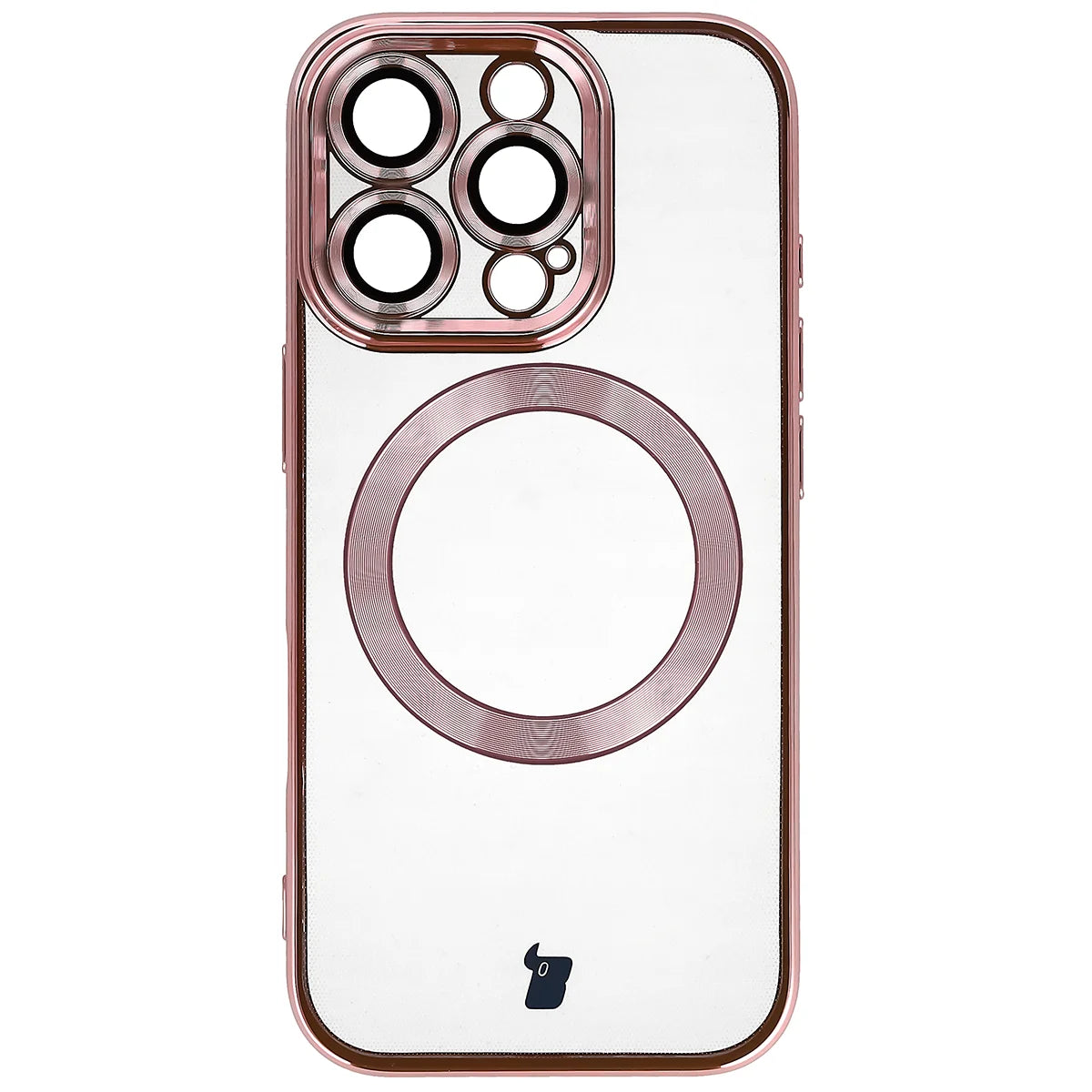 Handyhülle mit Kameraschutz und Magnetring für iPhone 16 Pro, Bizon Case GuardO, Transparent-Rosa
