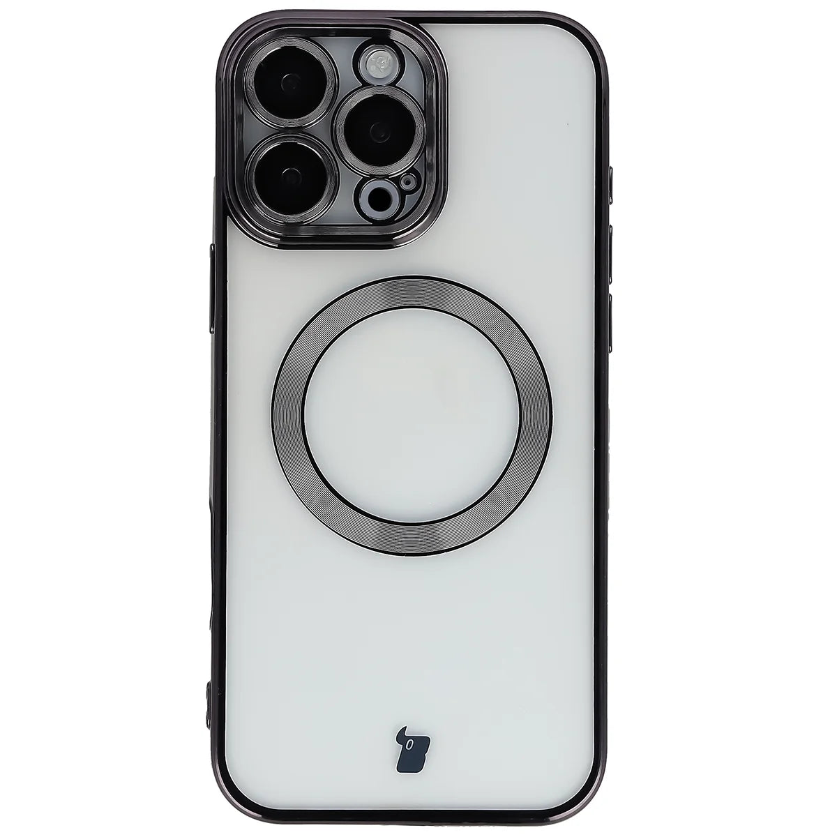 Handyhülle mit Kameraschutz und Magnetring für iPhone 16 Pro Max, Bizon Case GuardO, Transparent-Schwarz