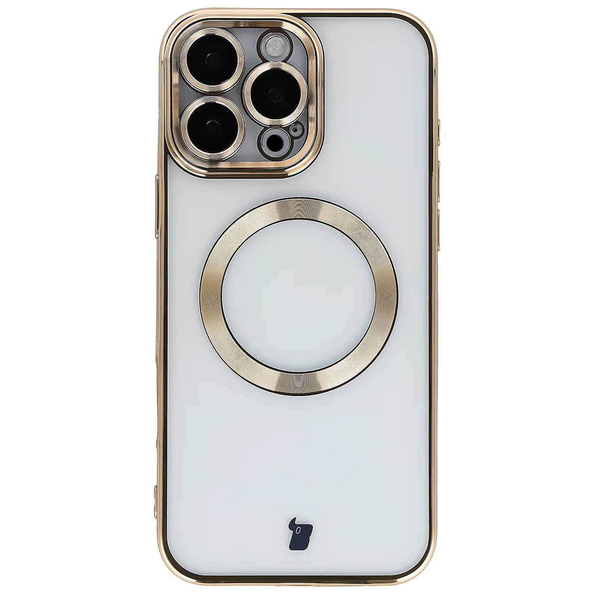 Handyhülle mit Kameraschutz und Magnetring für iPhone 16 Pro Max, Bizon Case GuardO, Transparent-Golden