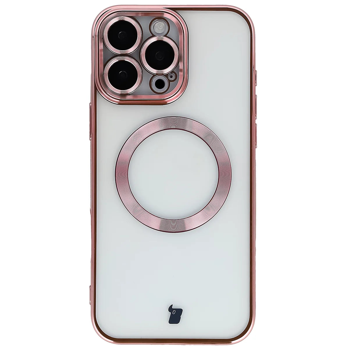 Handyhülle mit Kameraschutz und Magnetring für iPhone 16 Pro Max, Bizon Case GuardO, Transparent-Rosa