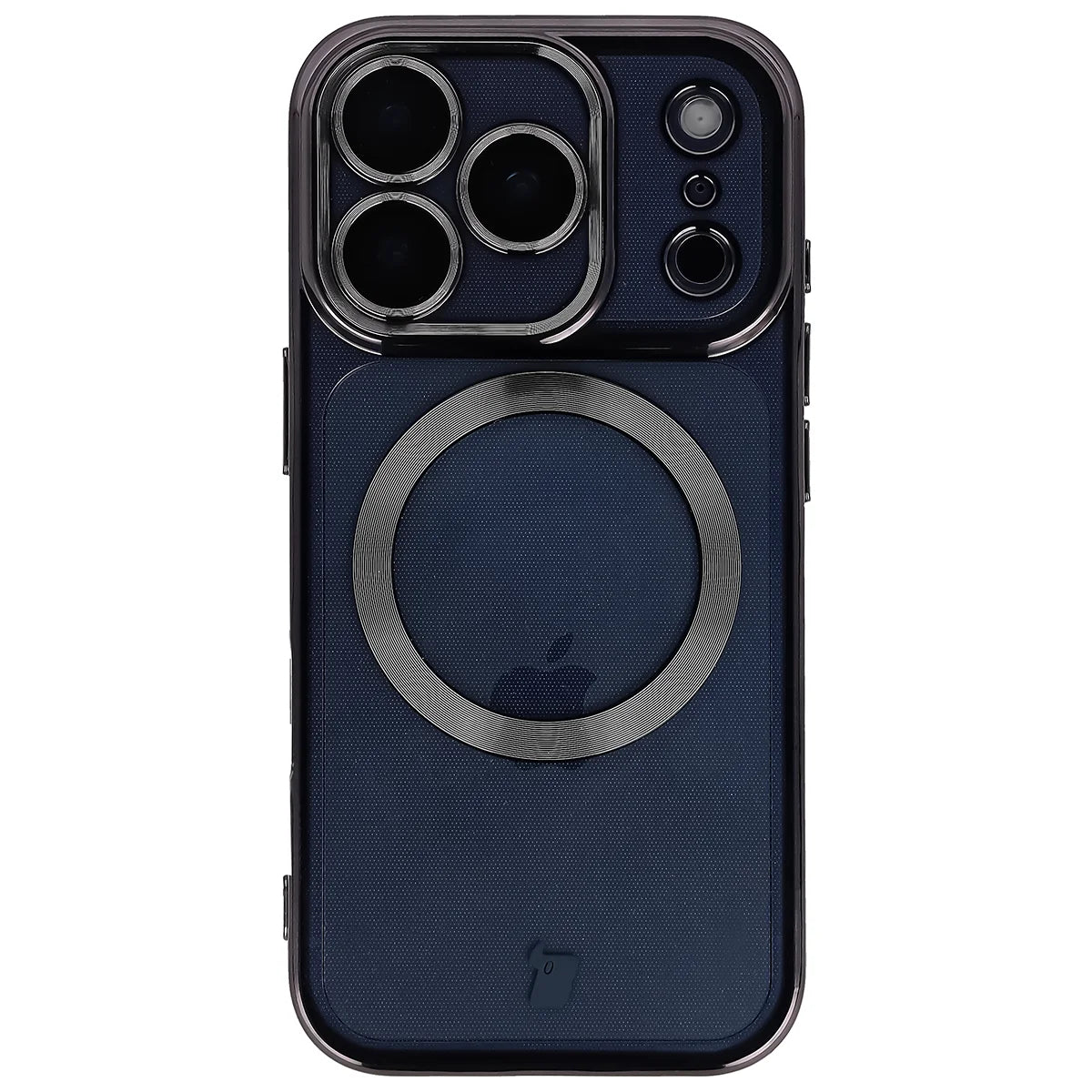 Handyhülle mit Kameraschutz und Magnetring für iPhone 17 Pro, Bizon Case GuardO, Transparent-Schwarz