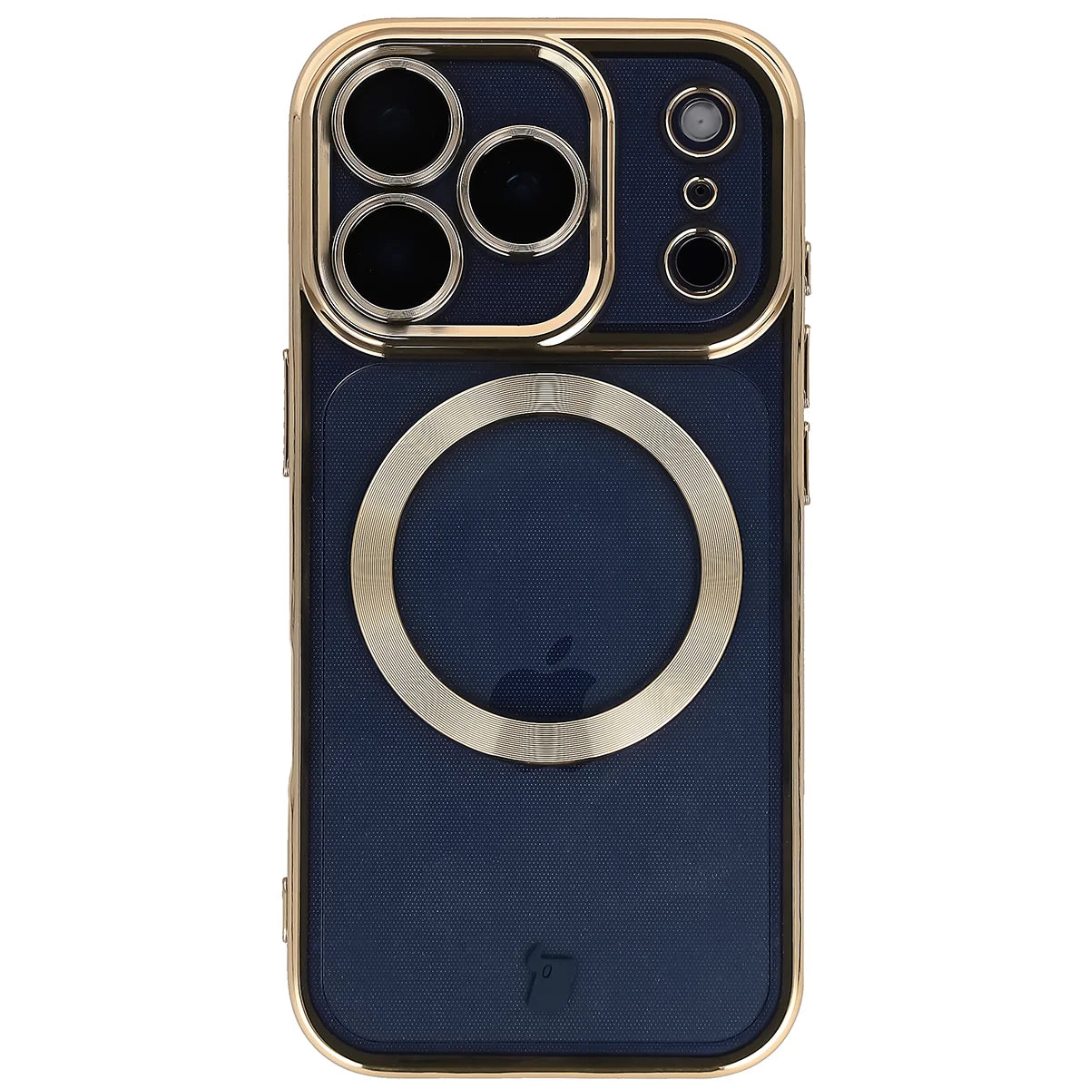 Handyhülle mit Kameraschutz und Magnetring für iPhone 17 Pro, Bizon Case GuardO, Transparent-Golden
