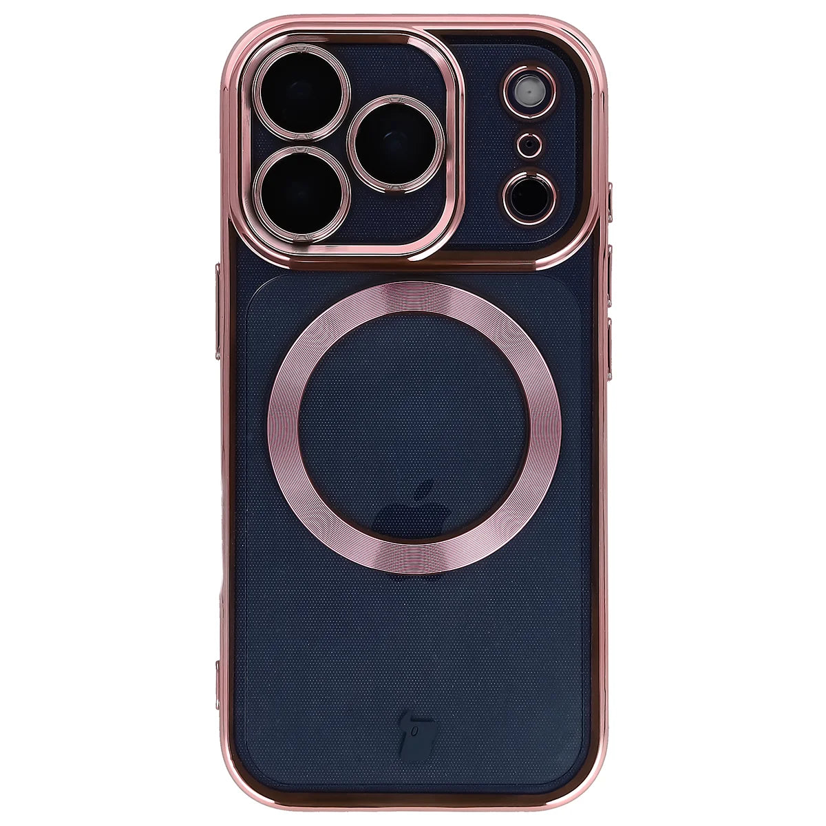 Handyhülle mit Kameraschutz und Magnetring für iPhone 17 Pro, Bizon Case GuardO, Transparent-Rosa