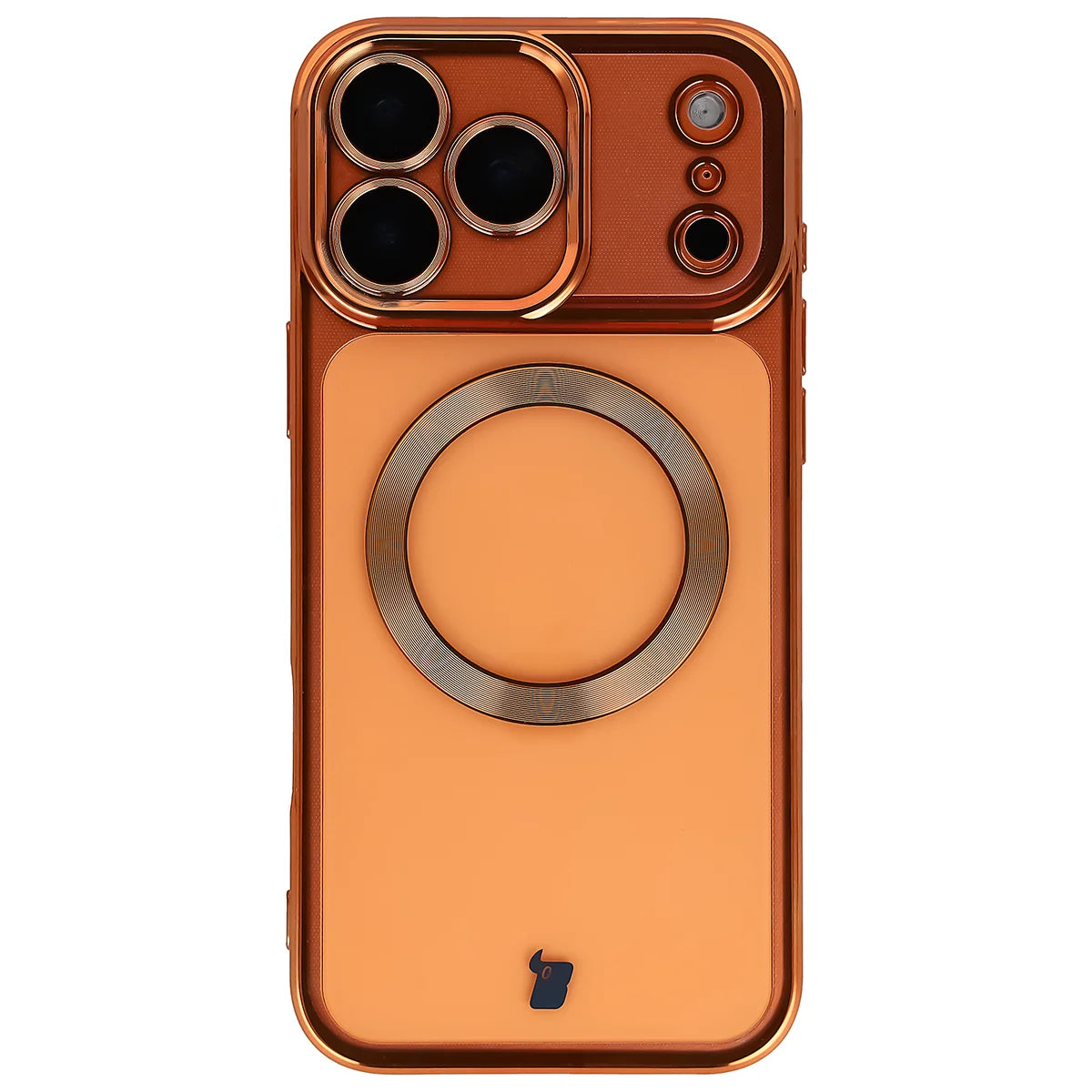 Handyhülle mit Kameraschutz und Magnetring für iPhone 17 Pro Max, Bizon Case GuardO, Transparent-Orange