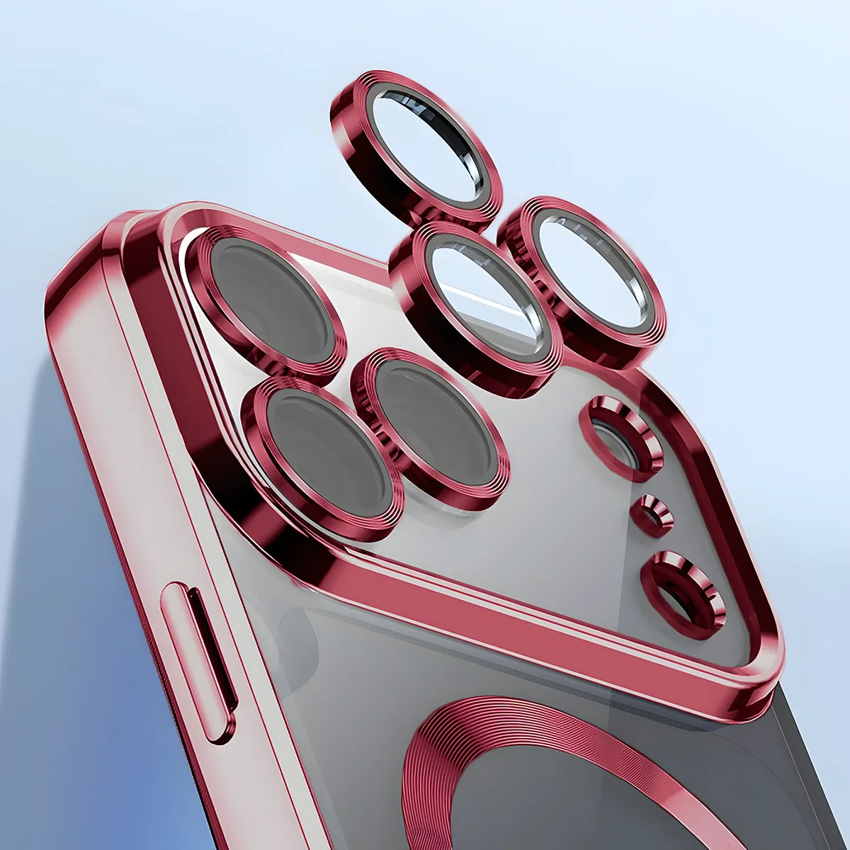 Handyhülle mit Kameraschutz und Magnetring für iPhone 18 Pro Max / 17 Pro Max, Bizon Case GuardO, Burgunderrot (3/5)