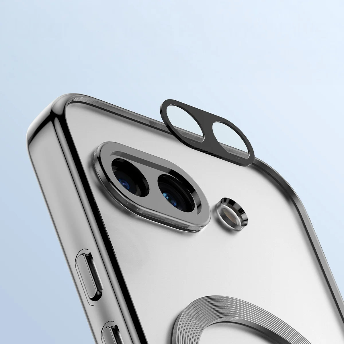 Handyhülle mit Kameraschutz und Magnetring für Google Pixel 10a, Bizon Case GuardO, Transparent-Schwarz
