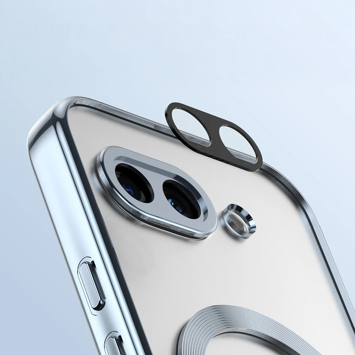 Handyhülle mit Kameraschutz und Magnetring für Google Pixel 10a, Bizon Case GuardO, Transparent-Blau