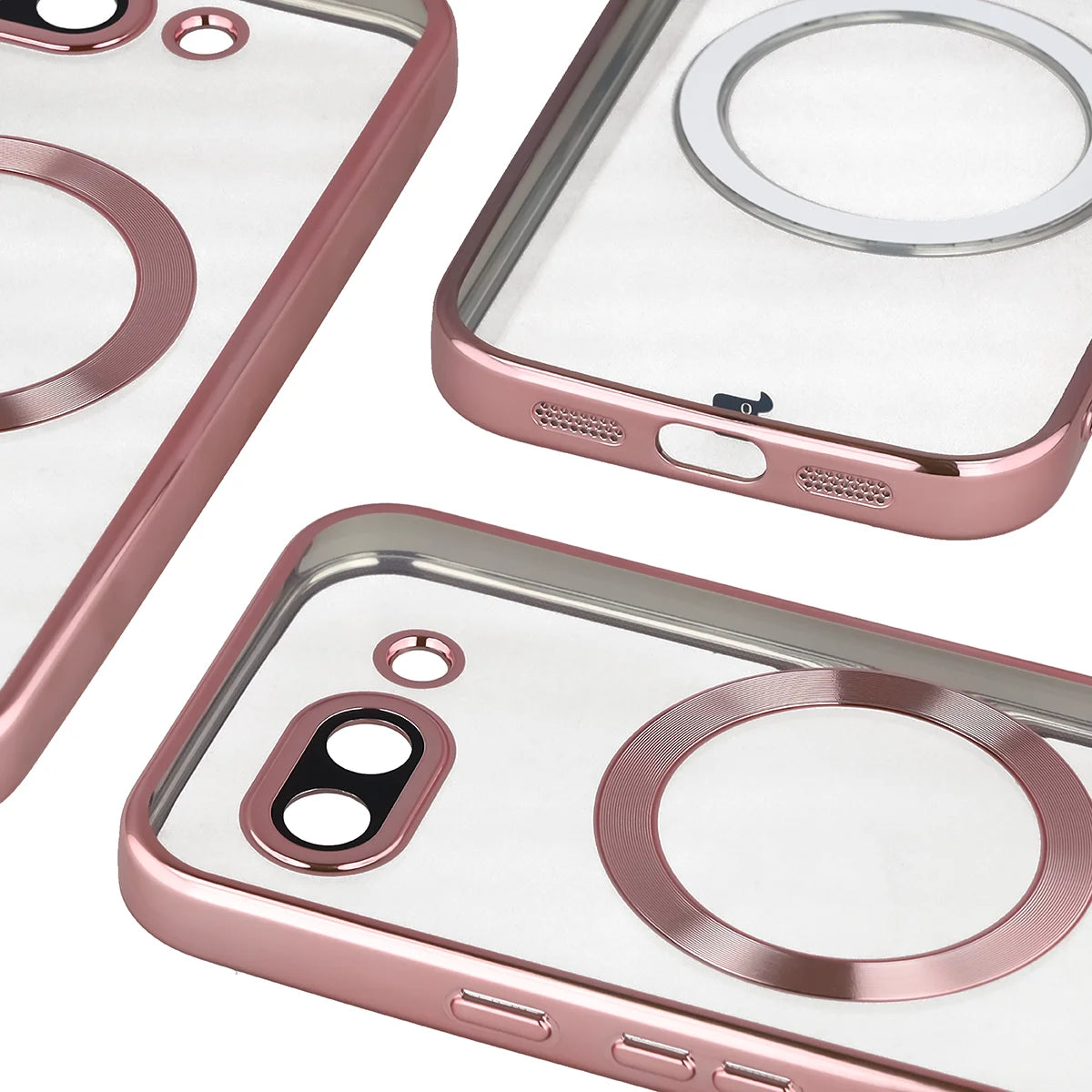 Handyhülle mit Kameraschutz und Magnetring für Google Pixel 10a, Bizon Case GuardO, Transparent-Rosa