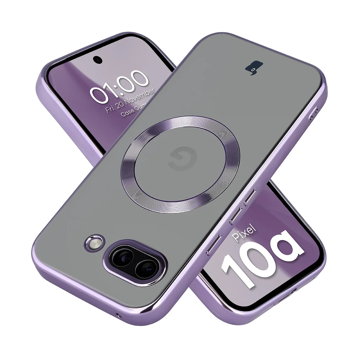 Handyhülle mit Kameraschutz und Magnetring für Google Pixel 10a, Bizon Case GuardO, Transparent-Violet