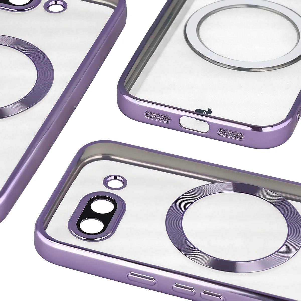 Handyhülle mit Kameraschutz und Magnetring für Google Pixel 10a, Bizon Case GuardO, Transparent-Violet