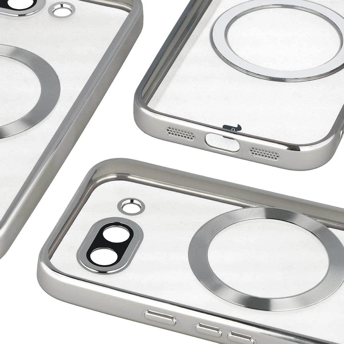 Handyhülle mit Kameraschutz und Magnetring für Google Pixel 10a, Bizon Case GuardO, Transparent-Silbern