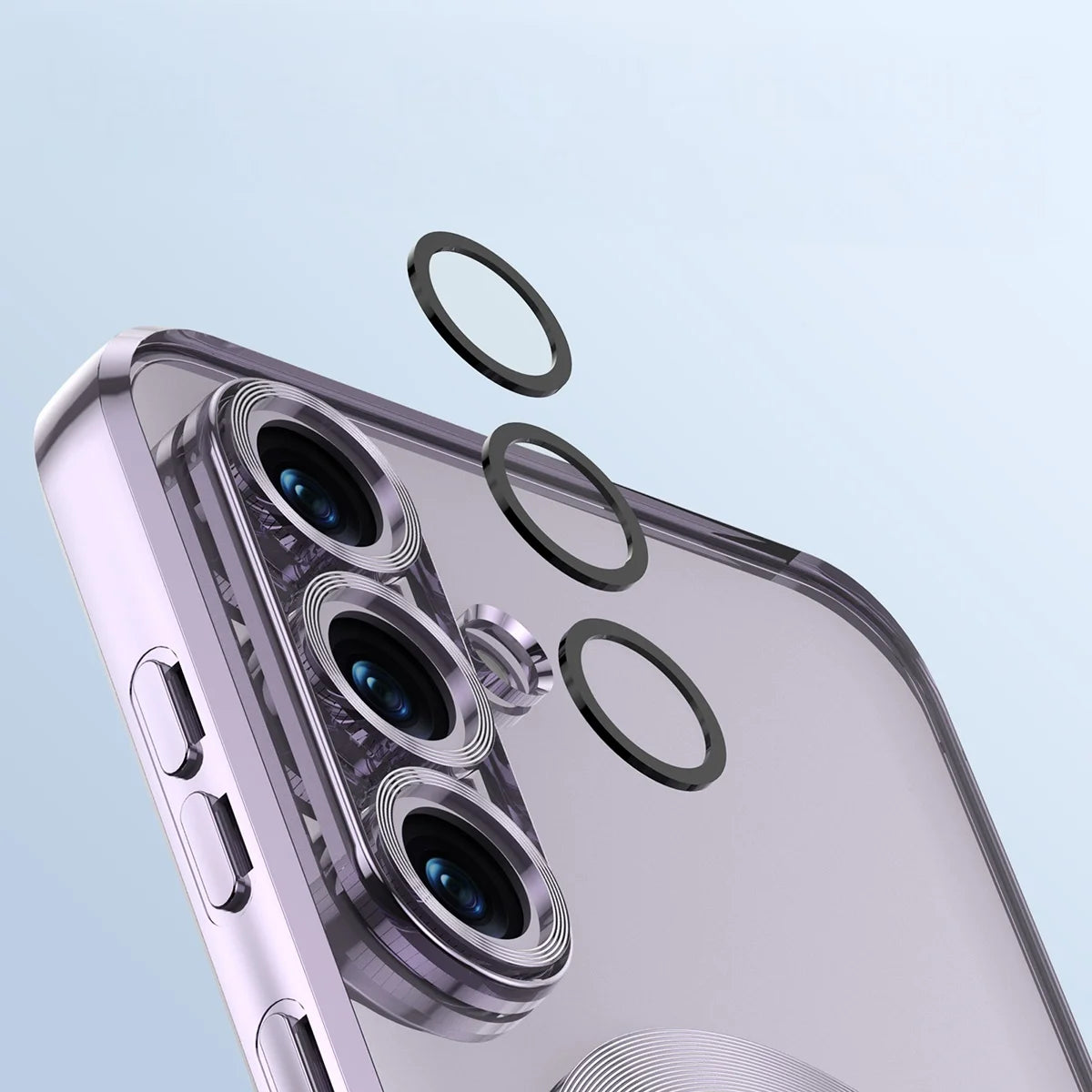 Handyhülle mit Kameraschutz und Magnetring für Galaxy S26, Bizon Case GuardO, Transparent-Violet
