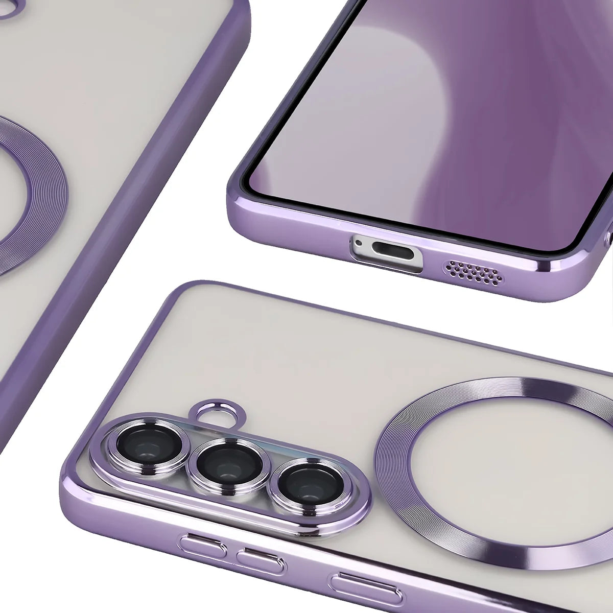 Handyhülle mit Kameraschutz und Magnetring für Galaxy S26, Bizon Case GuardO, Transparent-Violet