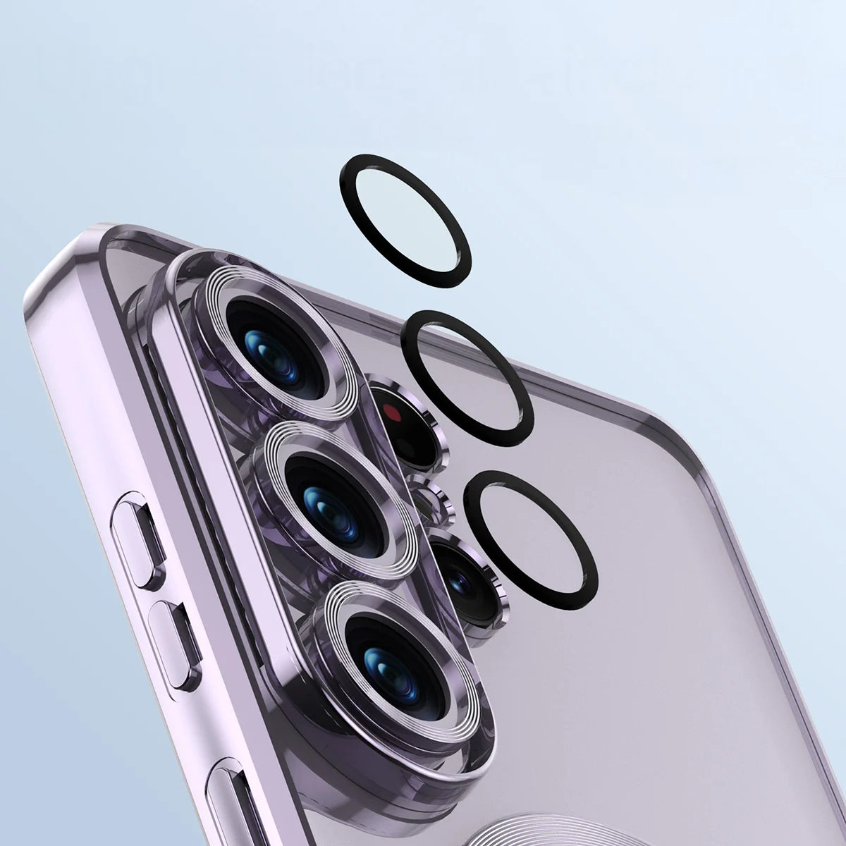 Handyhülle mit Kameraschutz und Magnetring für Galaxy S26 Ultra, Bizon Case GuardO, Transparent-Violet