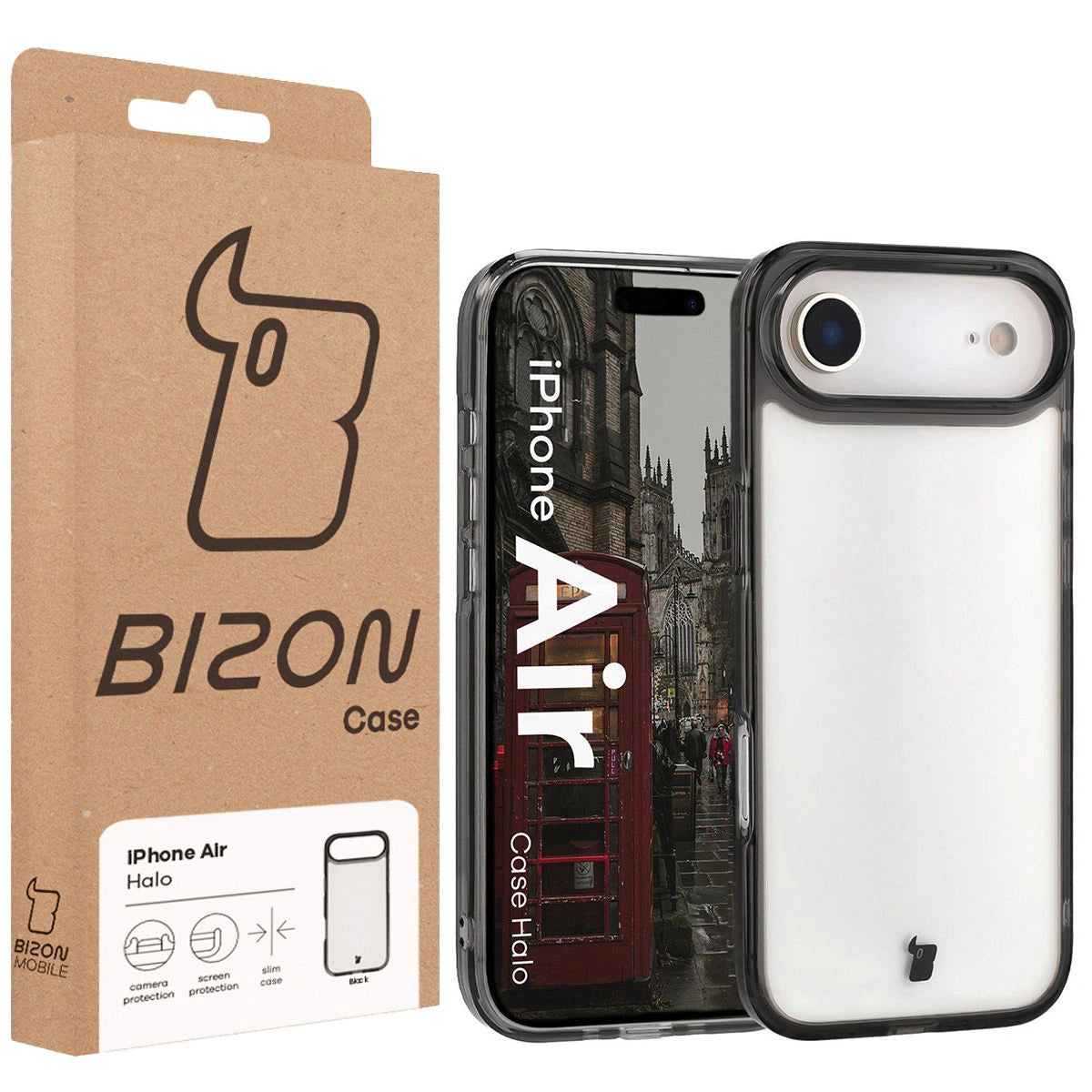 Handyhülle für iPhone Air, Bizon Case Halo, Getönt-Schwarz
