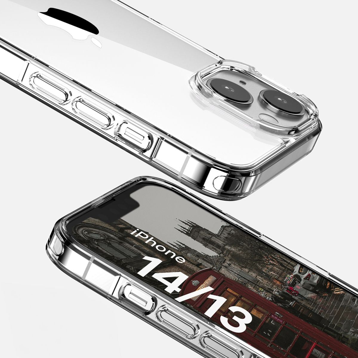 Handyhülle für iPhone 14 / 13, Bizon Case Halo, Transparent