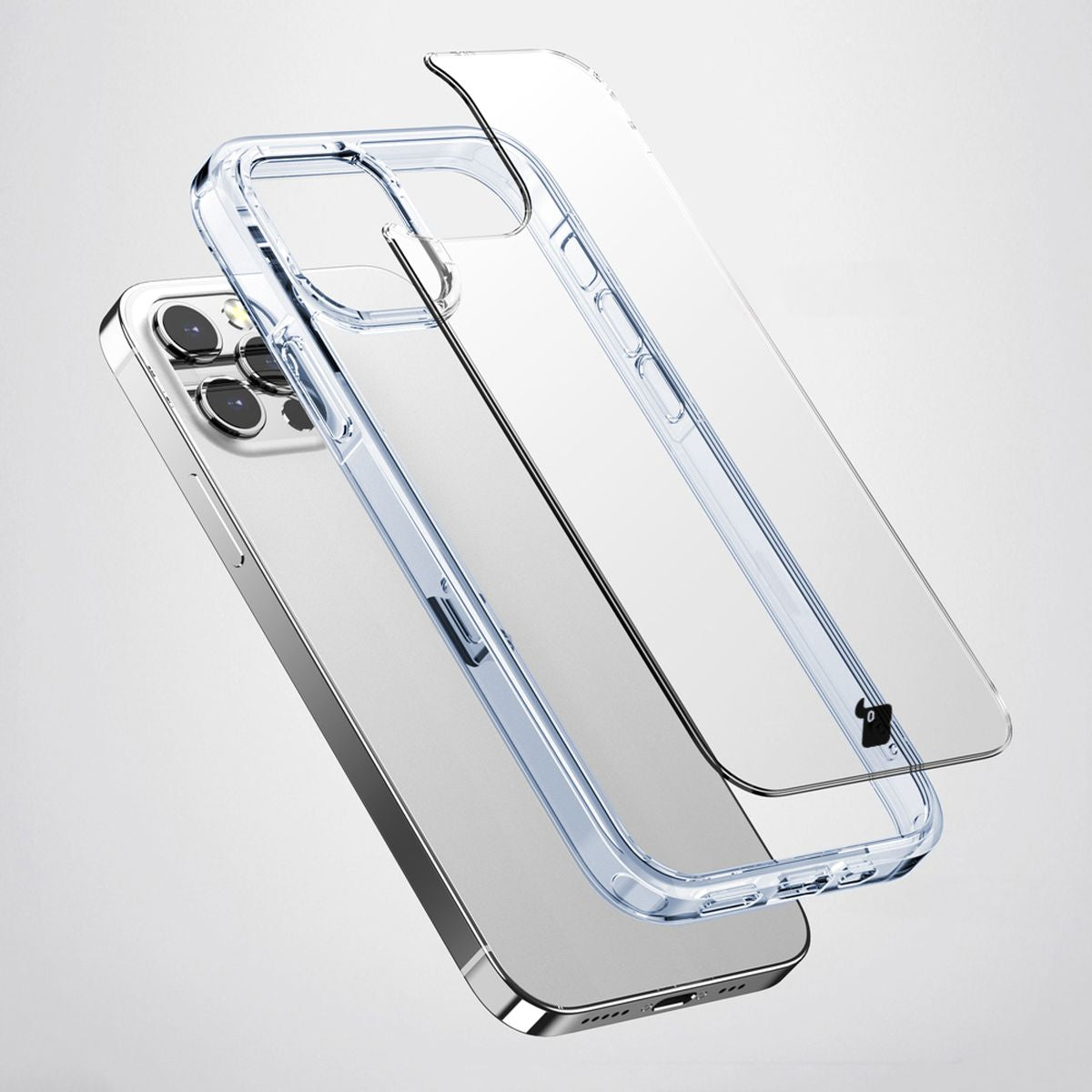 Handyhülle für iPhone 14 Pro, Bizon Case Halo, Transparent-Blau