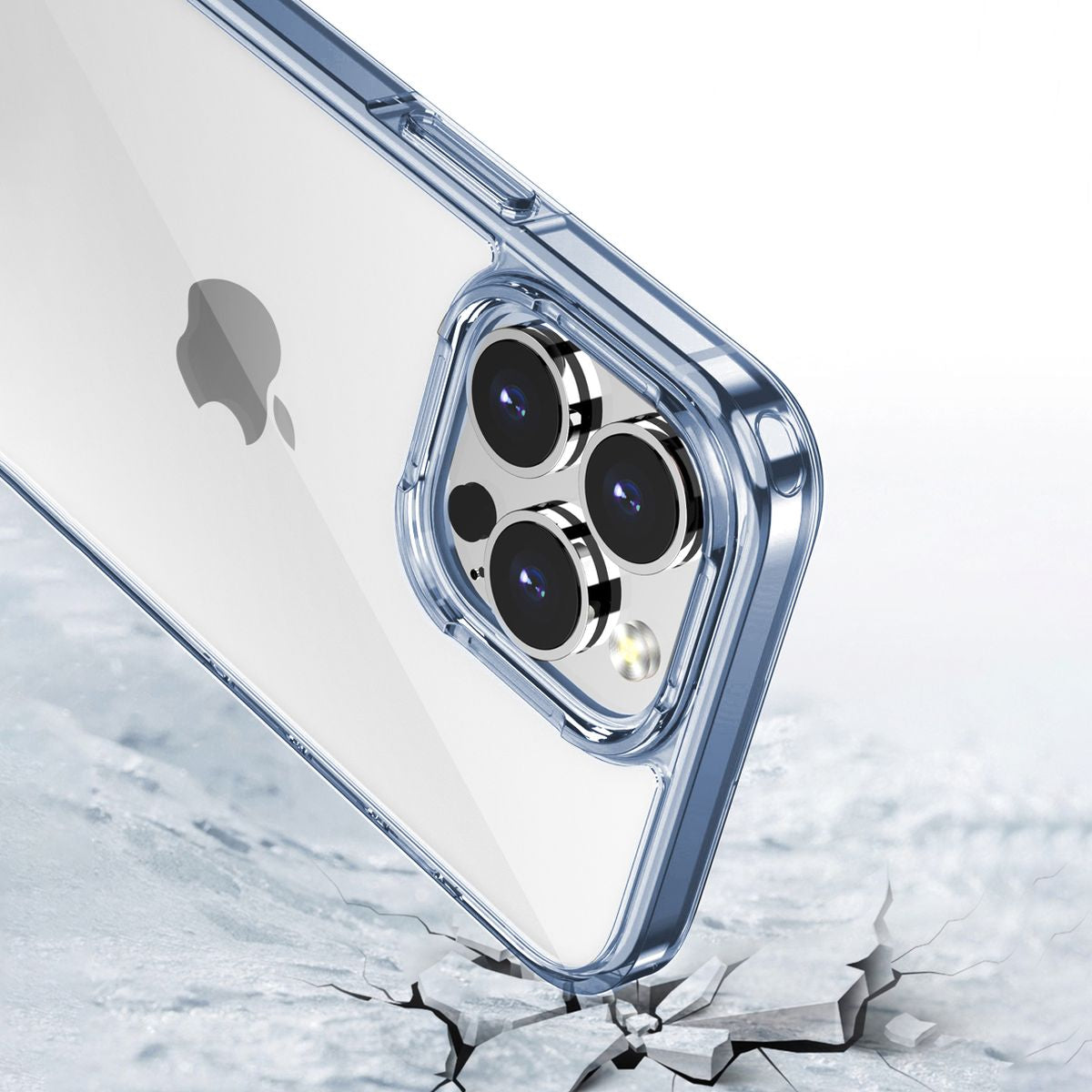 Handyhülle für iPhone 14 Pro, Bizon Case Halo, Transparent-Blau