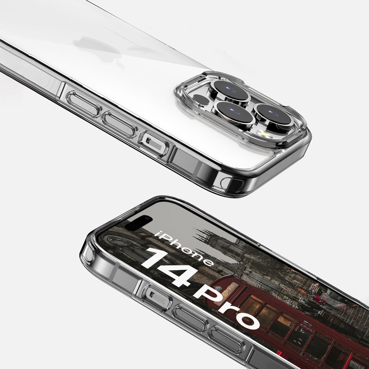 Handyhülle für iPhone 14 Pro, Bizon Case Halo, Transparent