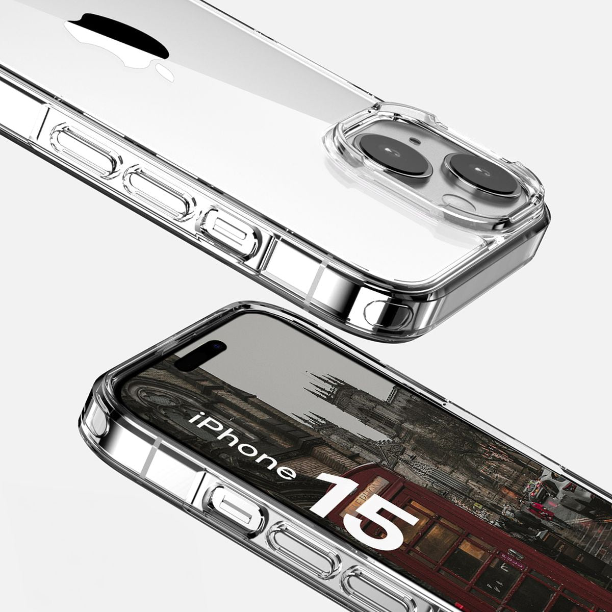 Handyhülle für iPhone 15, Bizon Case Halo, Transparent