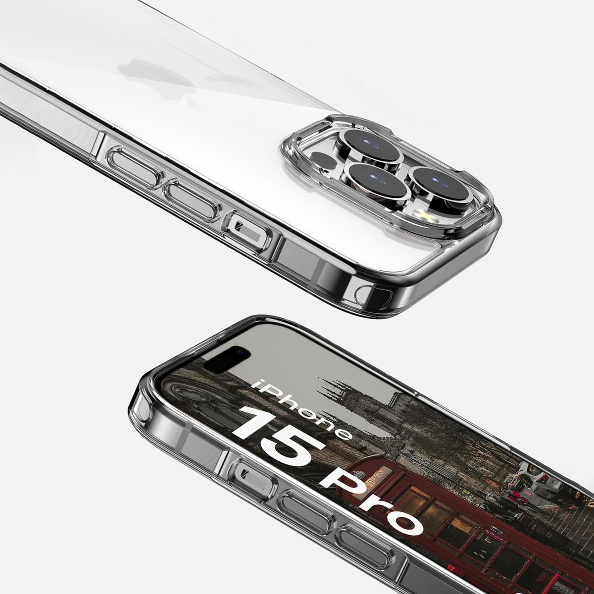 Handyhülle für iPhone 15 Pro, Bizon Case Halo, Transparent