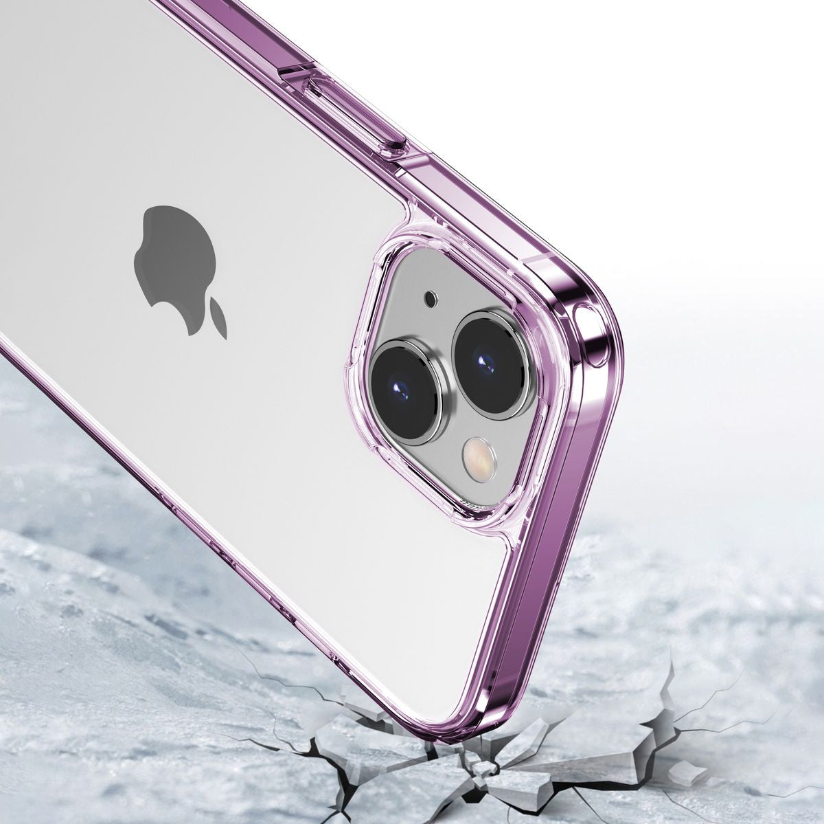 Handyhülle für iPhone 15, Bizon Case Halo, Transparent-Violett