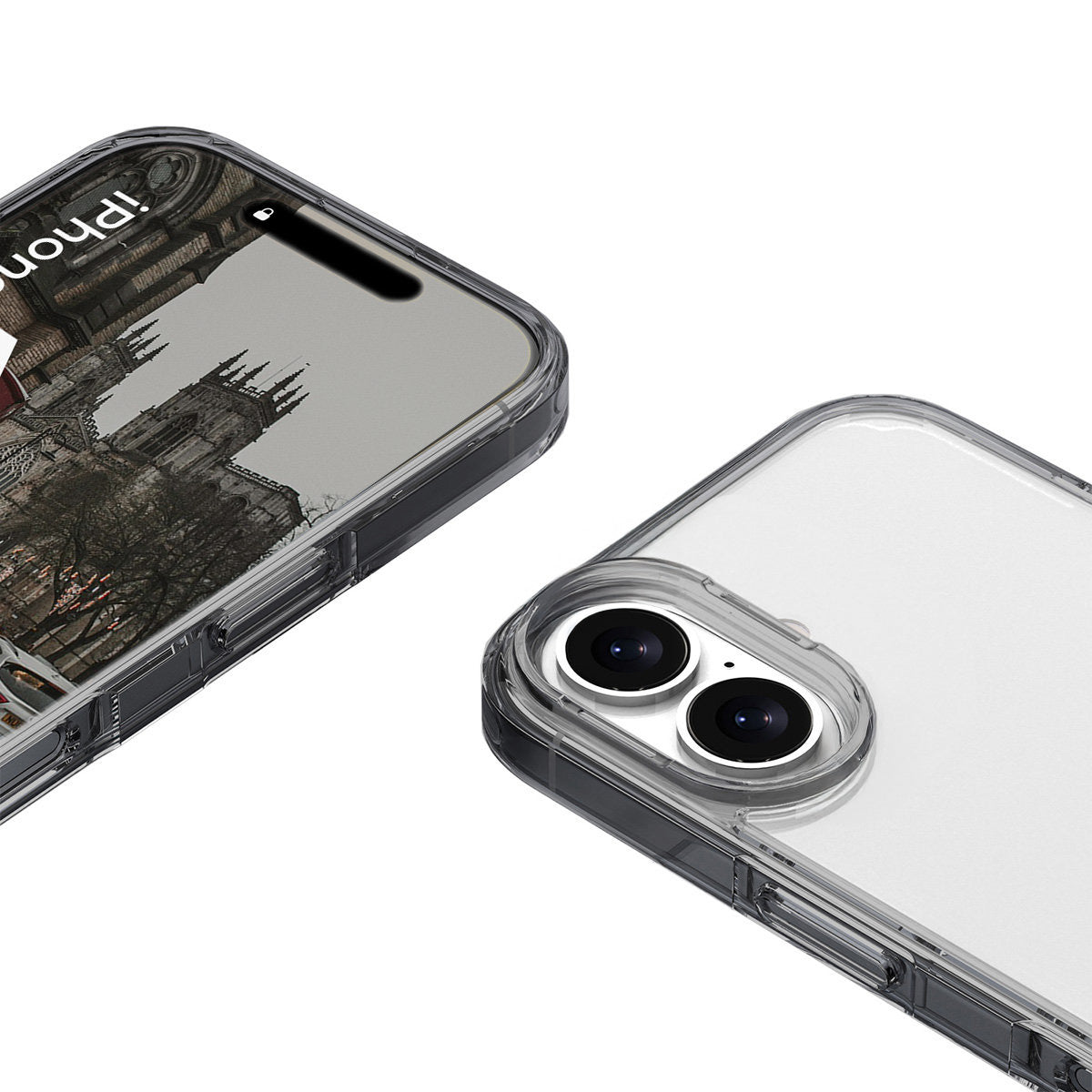 Handyhülle für iPhone 16, Bizon Case Halo, Getönt-Schwarz
