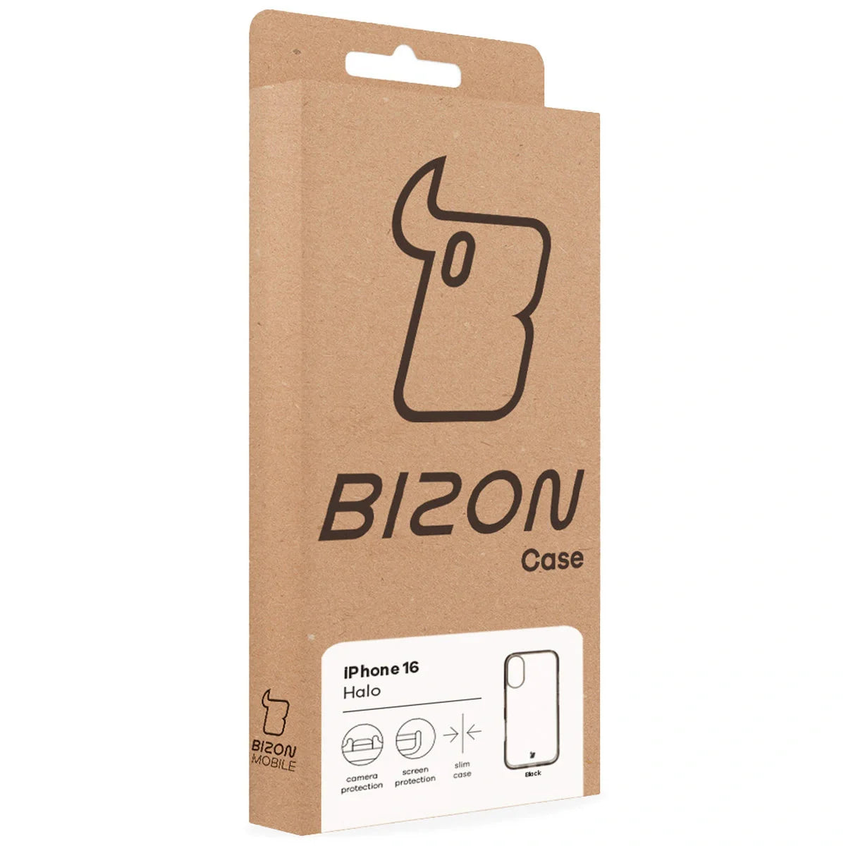 Handyhülle für iPhone 16, Bizon Case Halo, Getönt-Schwarz
