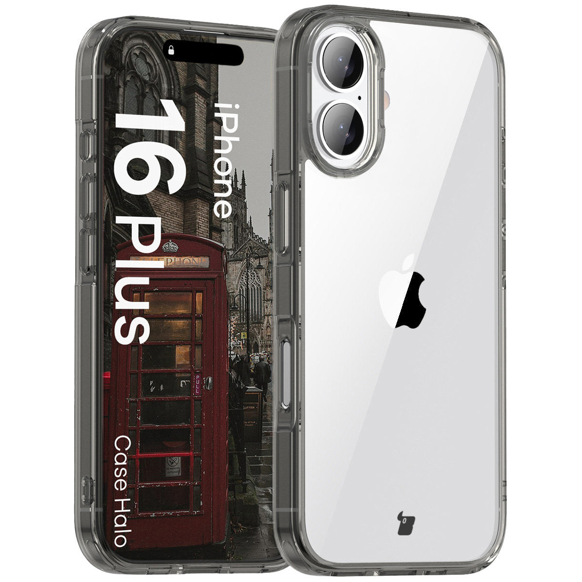 Handyhülle für iPhone 16 Plus, Bizon Case Halo, Getönt-Schwarz