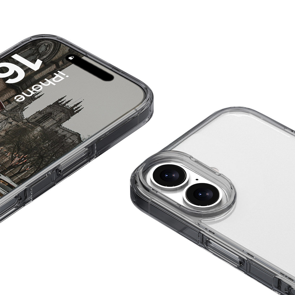 Handyhülle für iPhone 16 Plus, Bizon Case Halo, Getönt-Schwarz