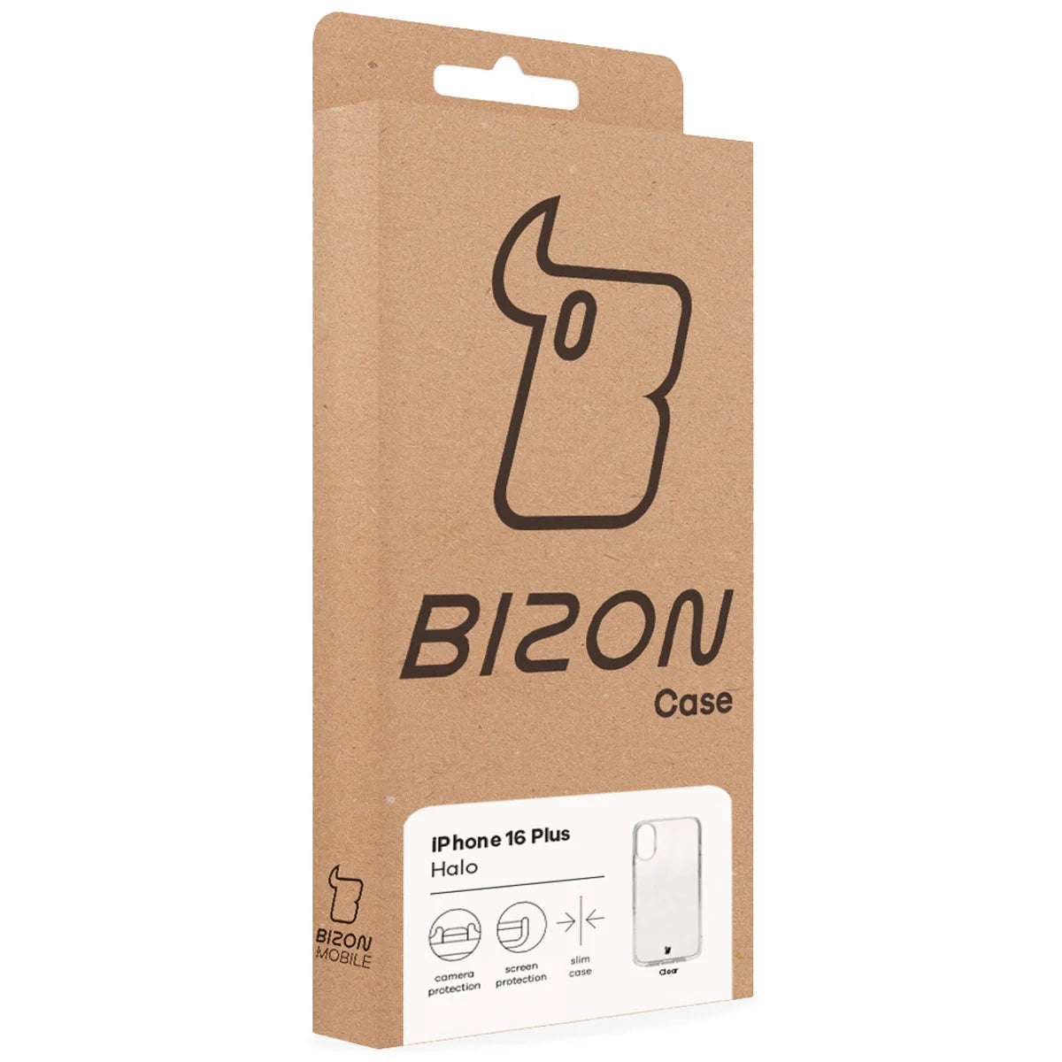 Handyhülle für iPhone 16 Plus, Bizon Case Halo, Transparent