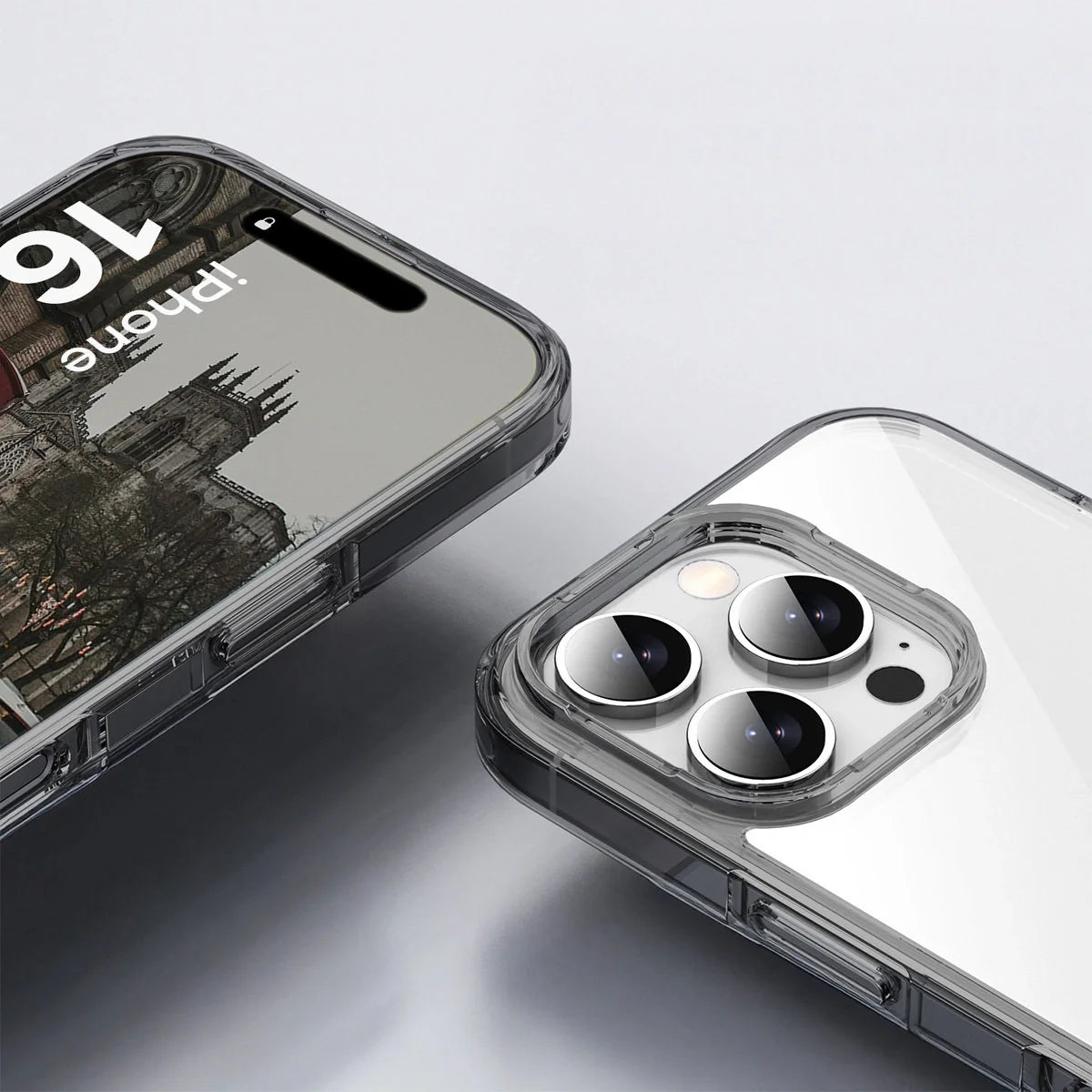 Handyhülle für iPhone 16 Pro, Bizon Case Halo, Getönt-Schwarz