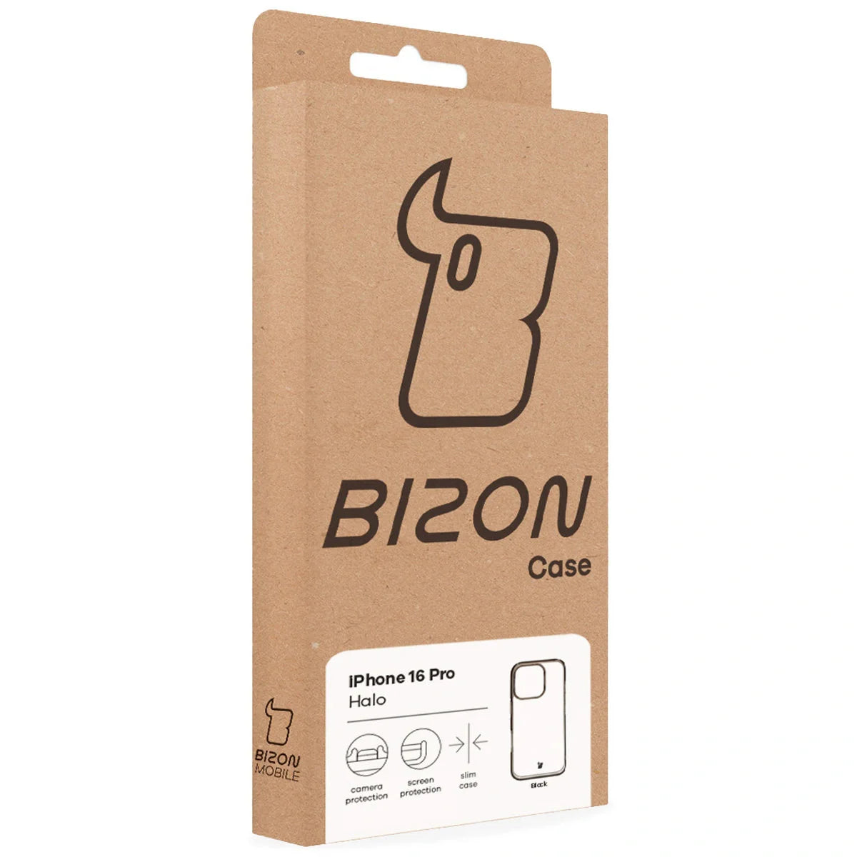 Handyhülle für iPhone 16 Pro, Bizon Case Halo, Getönt-Schwarz