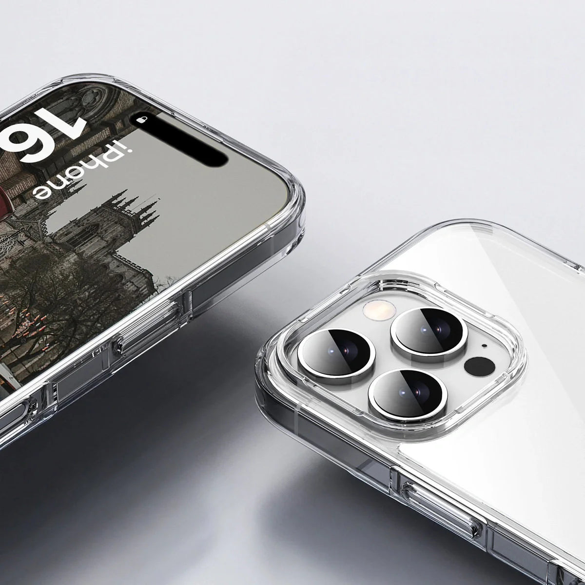 Handyhülle für iPhone 16 Pro, Bizon Case Halo, Transparent
