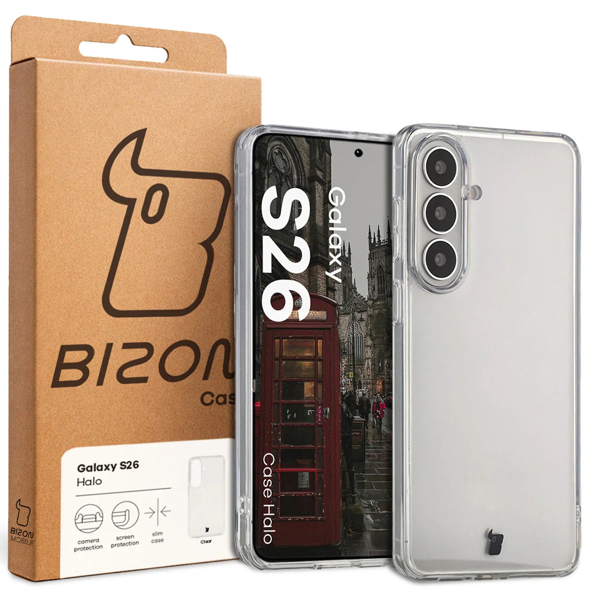 Handyhülle für Galaxy S26, Bizon Case Halo, Transparent
