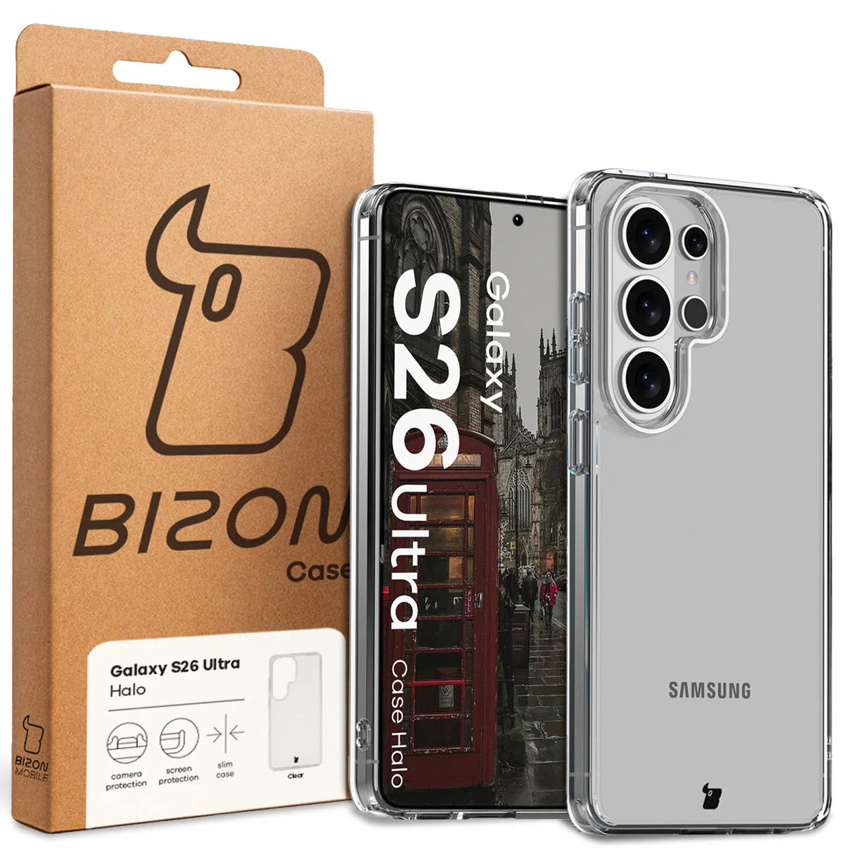 Handyhülle für Galaxy S26 Ultra, Bizon Case Halo, Transparent