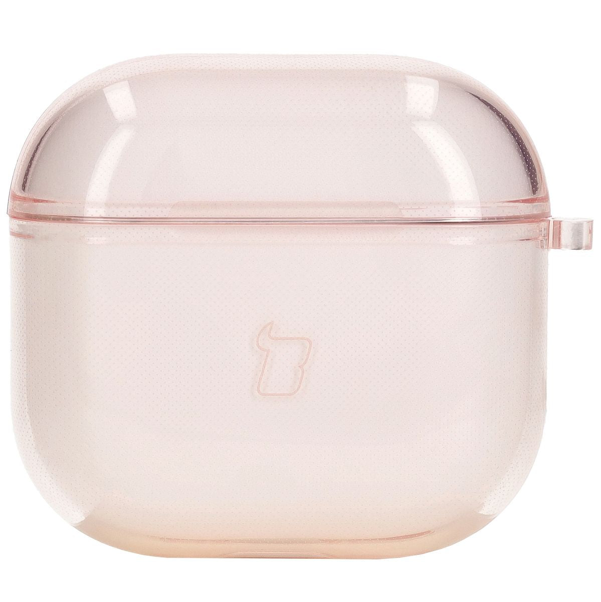 Elastische Hülle mit Karabiner für AirPods 4, Bizon Case Headphone Clear, Transparent-Rosa
