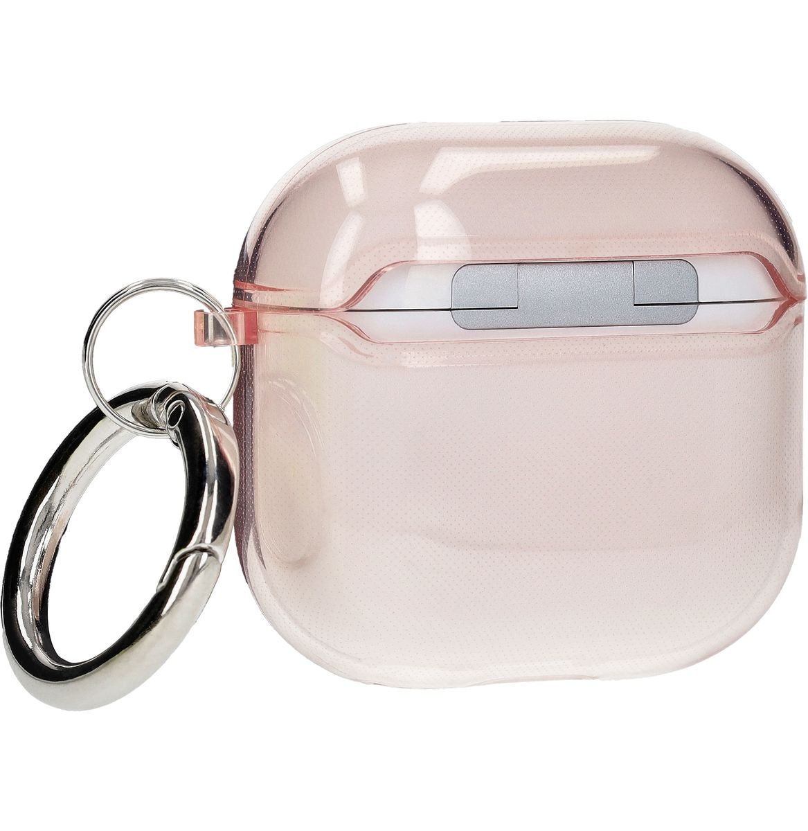 Elastische Hülle mit Karabiner für AirPods 4, Bizon Case Headphone Clear, Transparent-Rosa
