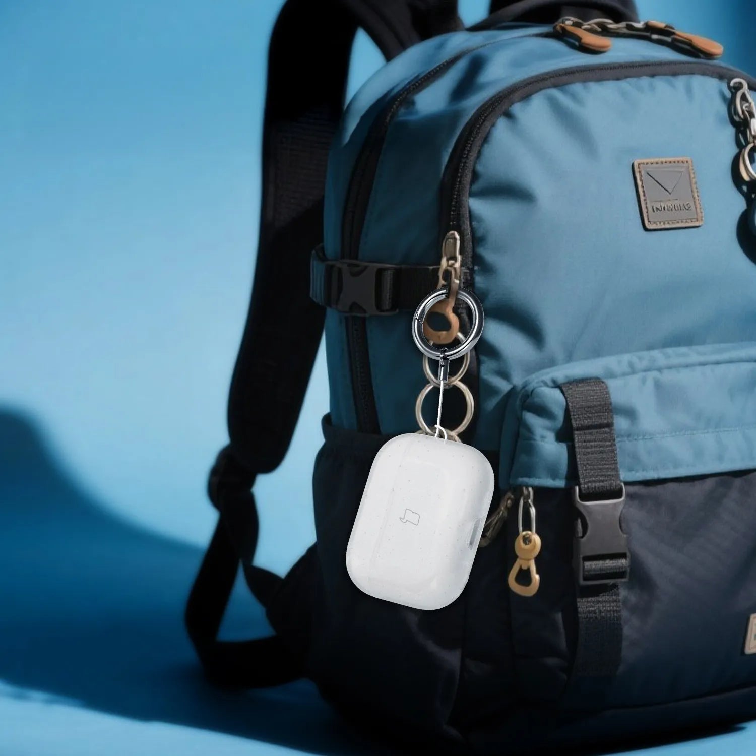 Elastische Hülle mit Karabiner für AirPods Pro 3, Bizon Case Headphone Clear, Transparent und Glitzernd