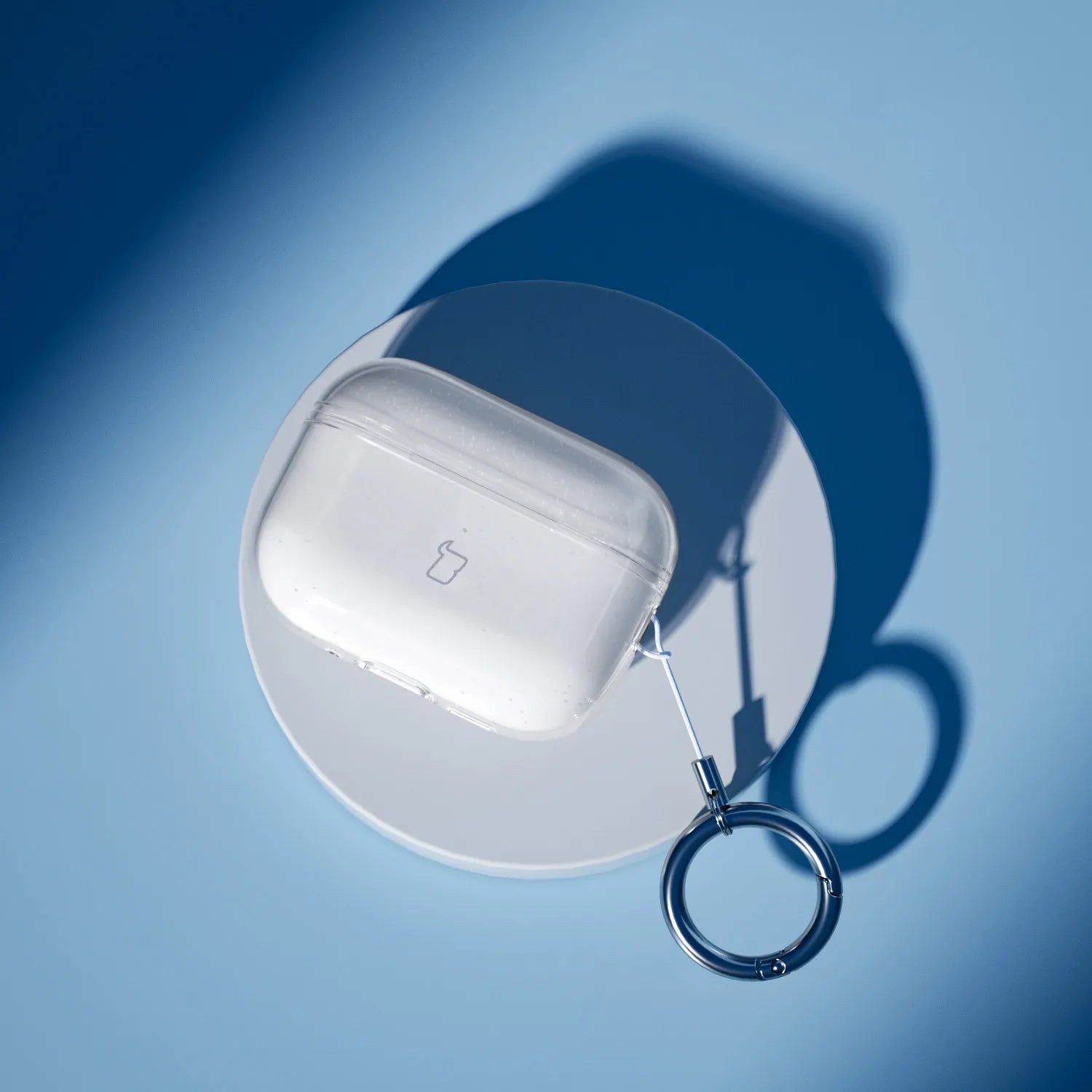 Elastische Hülle mit Karabiner für AirPods Pro 3, Bizon Case Headphone Clear, Transparent und Glitzernd
