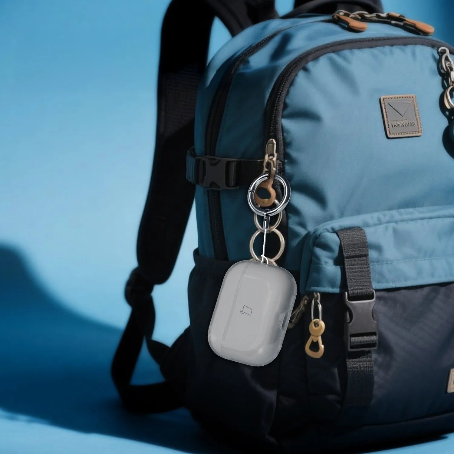Elastische Hülle mit Karabiner für AirPods Pro 3, Bizon Case Headphone Clear, Transparent-Schwarz